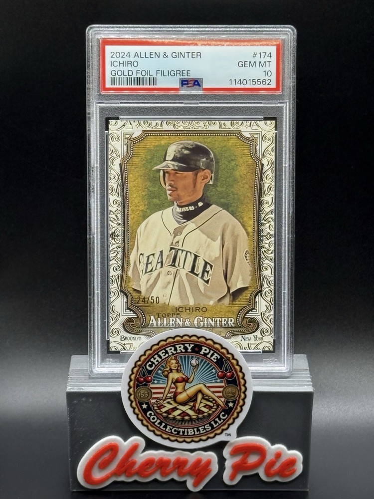 RARE 2024 Topps Allen & Ginter #174 ICHIRO GOLD FOIL FILIGREE 24/50 - PSA 10 GEM