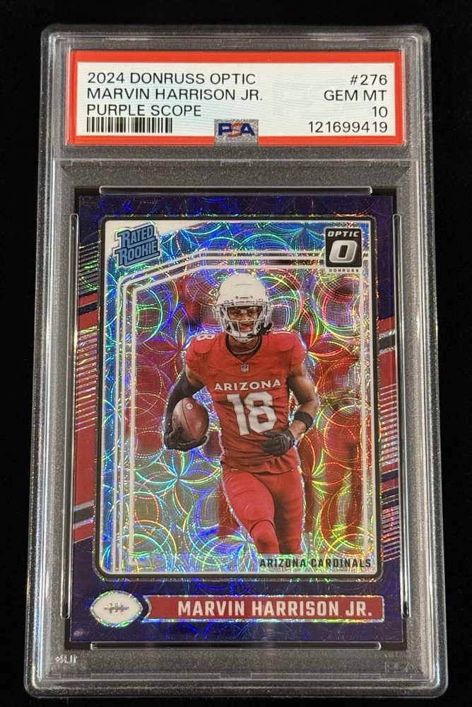 Marvin Harrison Jr. 2024 Optic Rated Rookie Purple Scope Prizm PSA 10 GEM MINT