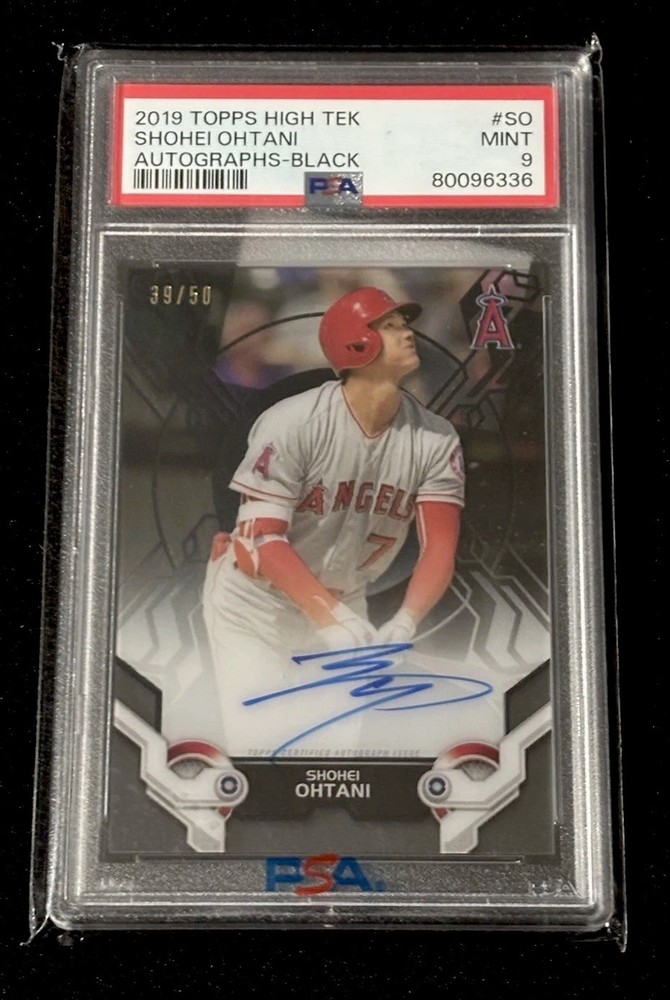 2019 SHOHEI OHTANI AUTO TOPPS HIGH TEK SSP BLACK /50 PSA 9 MINT 🔥 GOAT!! POP 7
