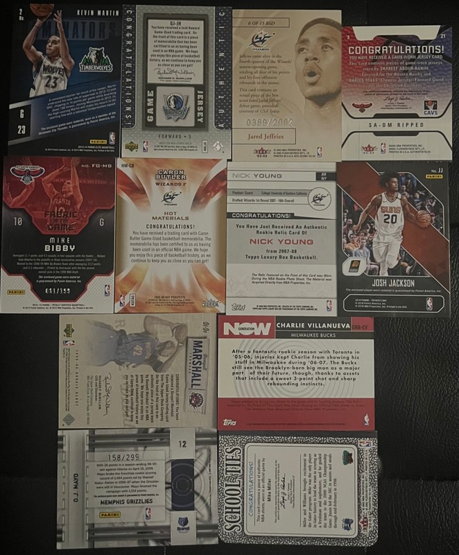 (Lot of 12) 12-Card Basketball Game Used Jersey Lot Caron Butler Mike Bibby ++ view 2
