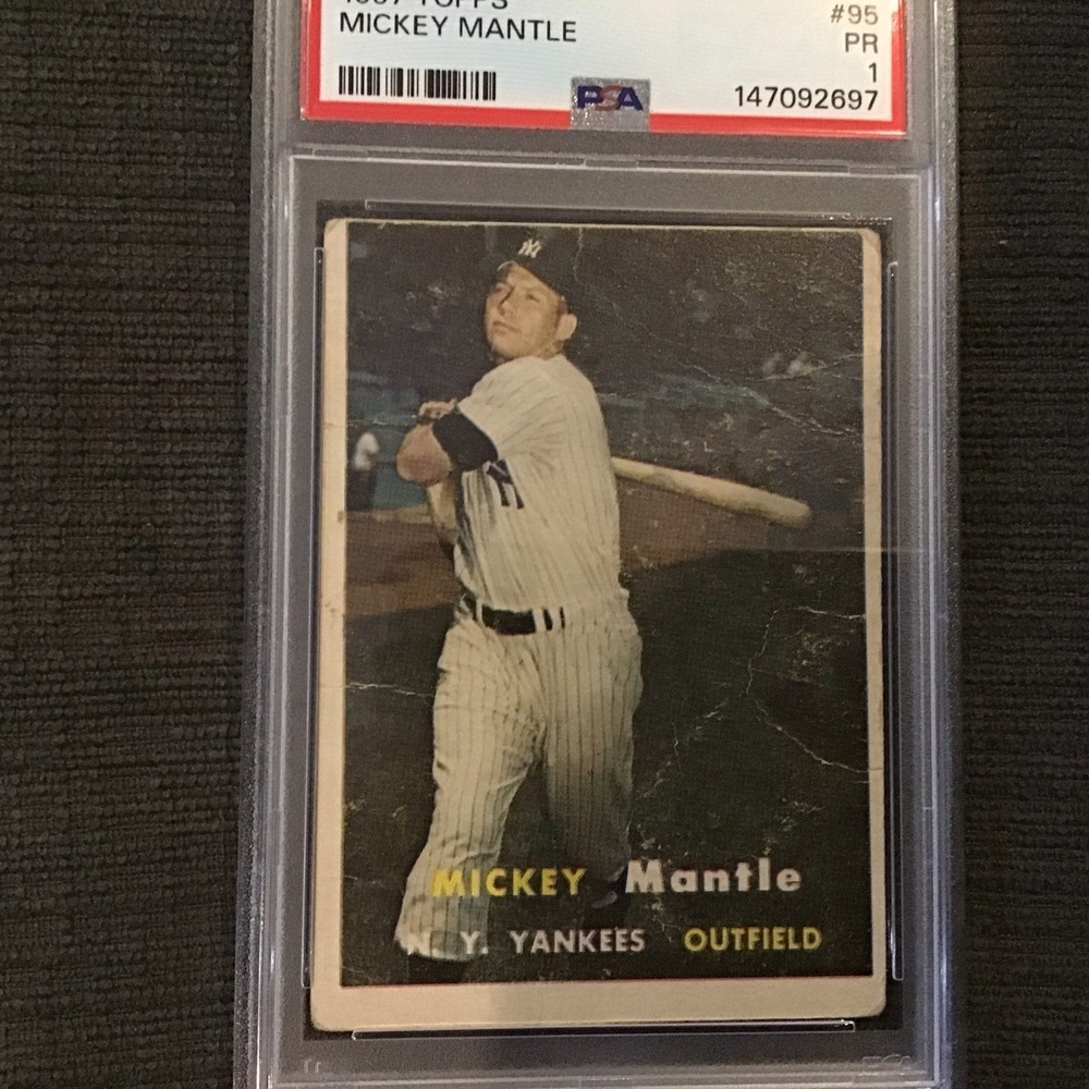 MICKEY MANTLE 1957 TOPPS #95 PSA 1 FRESHLY GRADED
