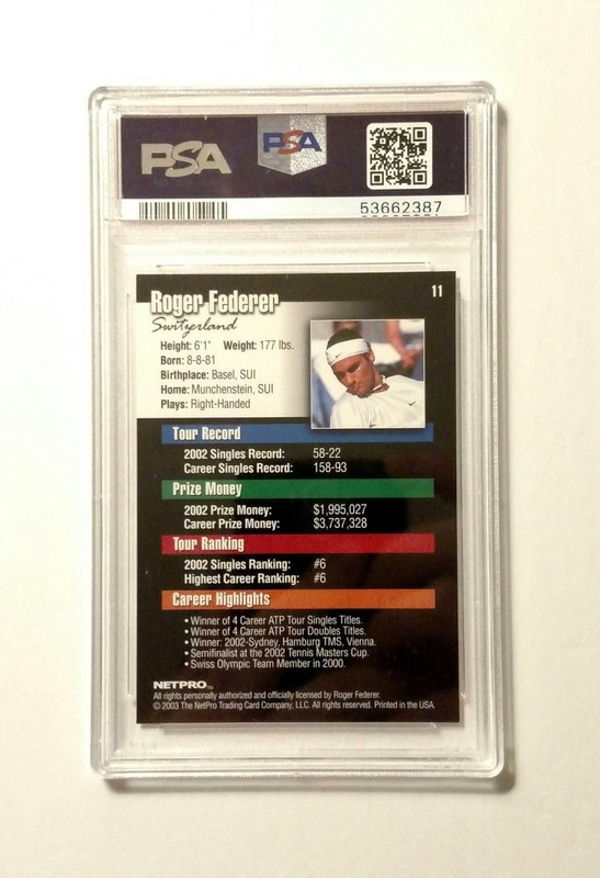 2003 NetPro Roger Federer #11 Rookie RC Tennis Card PSA 9 MINT Low Pop view 2