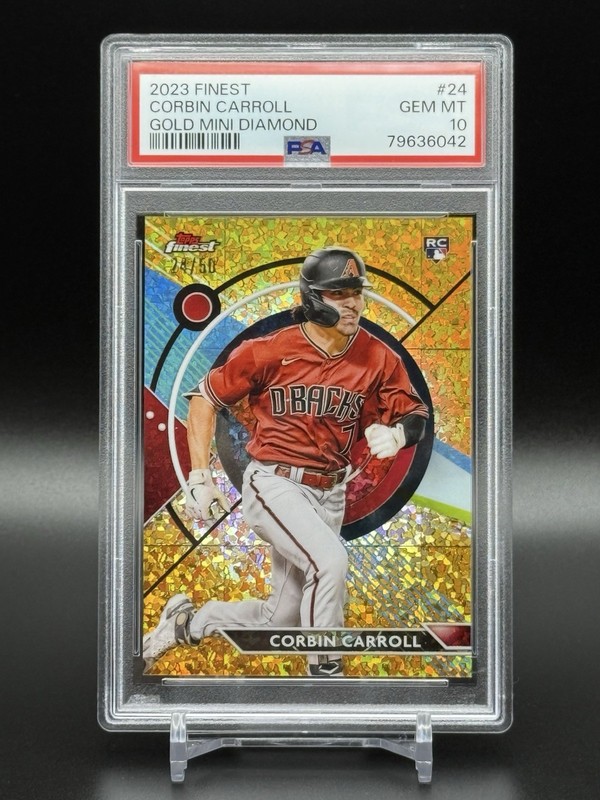 2023 Topps Finest CORBIN CARROLL Rookie RC Gold Mini Diamond /50 PSA 10 GEM MINT view 2