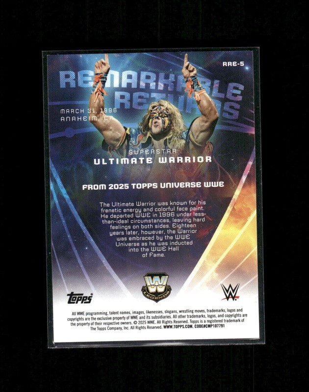 2025 Topps Universe WWE Ultimate Warrior #RRE-5 Remarkable Returns view 2