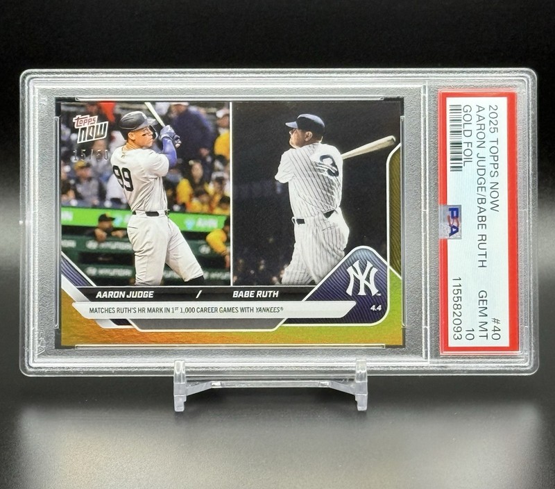 2025 Topps NOW #40 Aaron Judge / Babe Ruth Gold Foil /50 PSA 10 GEM view 2