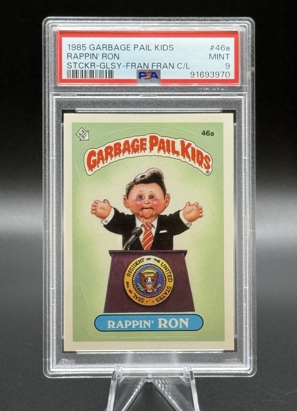 1985 Garbage Pail Kids Series 2 RAPPIN RON 46a GLOSSY FRAN FRAN Checklist PSA 9 view 2