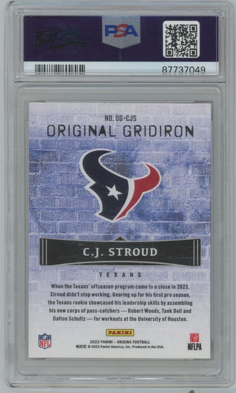 C.J. Stroud 2023 Panini Origins Original Gridiron RC PSA 9 #OG-CJS Houston view 2
