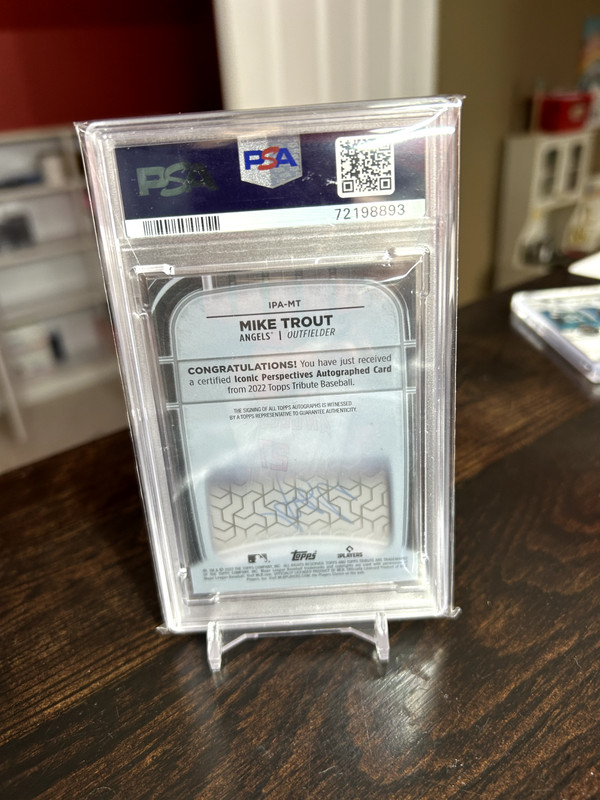 2022 Topps Tribute Mike Trout Iconic Perspectives Auto PSA 9 view 2