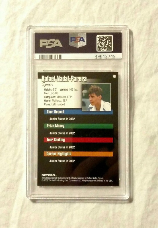 2003 NetPro Rafael Nadal Parera #70 RC Rookie PSA 9 Mint Tennis Card view 2