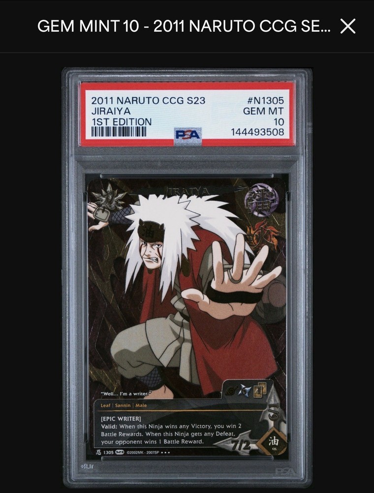 2011 Naruto CCG Jiraiya SR N1305 S23 1st Edition PSA 10 GEM MINT POP 1
