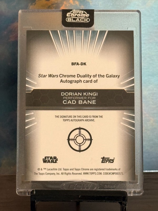 2024 Topps Star Wars Chrome Black Dorian Kingi as Cad Bane Duality Autograph view 2