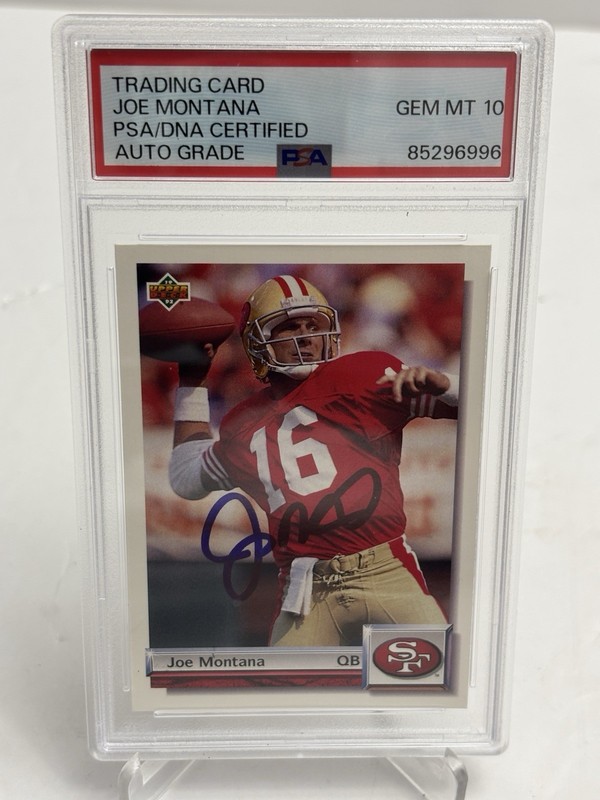 HOF Joe Montana Auto - 1992 Upper Deck #G36 PSA/DNA GEM MINT 10.  49ers view 2