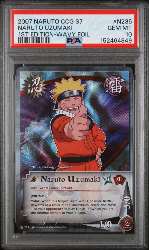 2008 NARUTO CCG SER: 8 BATTLE OF DESTINY 1ST ED-WAVY FOIL NARUTO UZUMAKI PSA 10