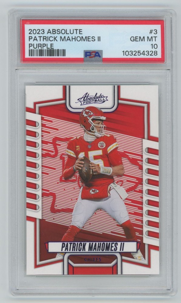 Patrick Mahomes II 2023 Panini Absolute Purple PSA 10 #3 Kansas City Chiefs