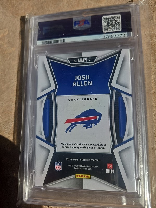 2023 Panini Certified Materials Mirror JOSH ALLEN #MMPE-2 Pink Etch 23/35 PSA8 view 2