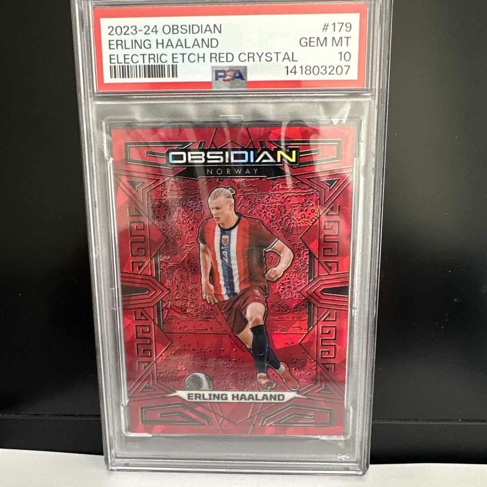 2023-24 Obsidian Erling Haaland Electric Etch Red Crystal /30 PSA 10