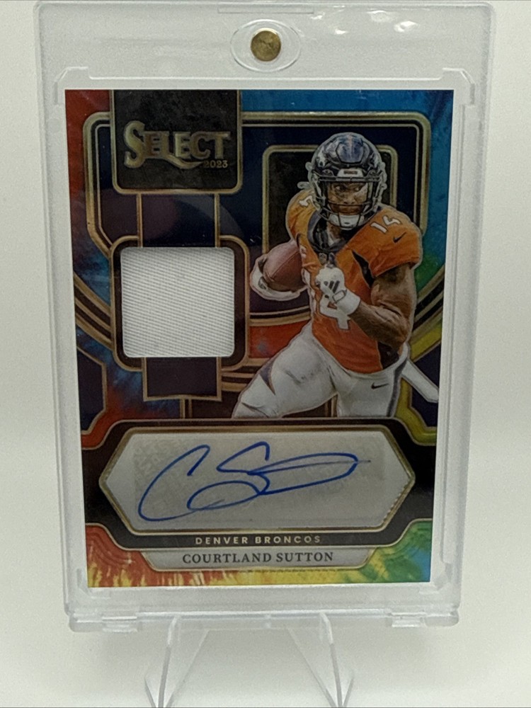 2023 Panini Select Tye Die Patch Auto #SM-CS Courtland Sutton /25