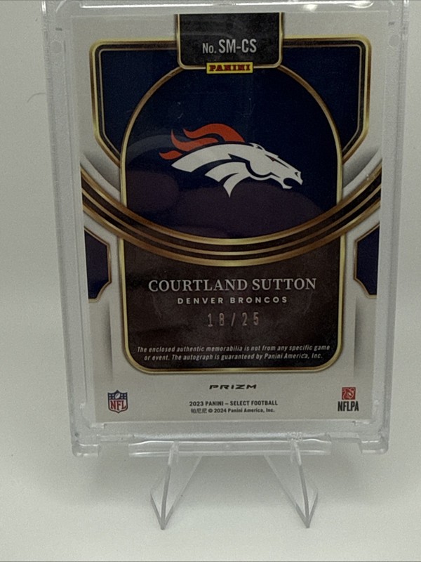 2023 Panini Select Tye Die Patch Auto #SM-CS Courtland Sutton /25 view 2