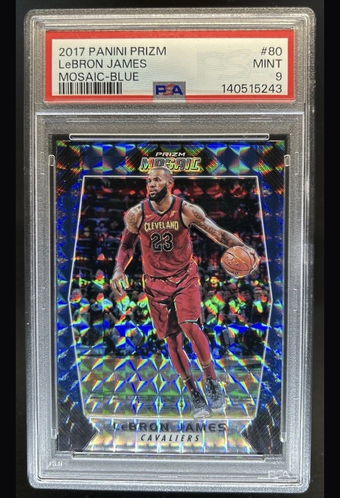 2017-18 Panini Mosaic LeBron James Blue #80 Cavaliers PSA 9