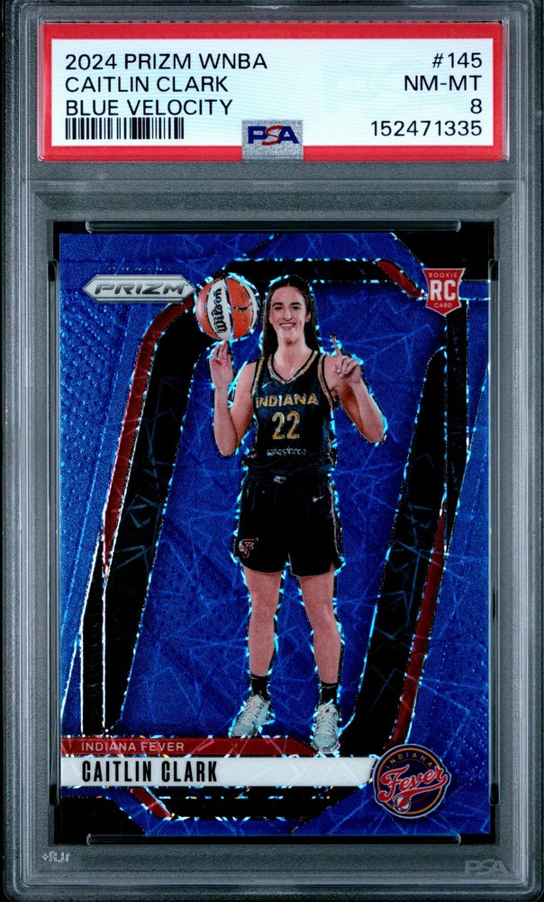 2024 Panini Prizm WNBA Caitlin Clark Blue Velocity Prizm Rookie PSA 8 RC Fever
