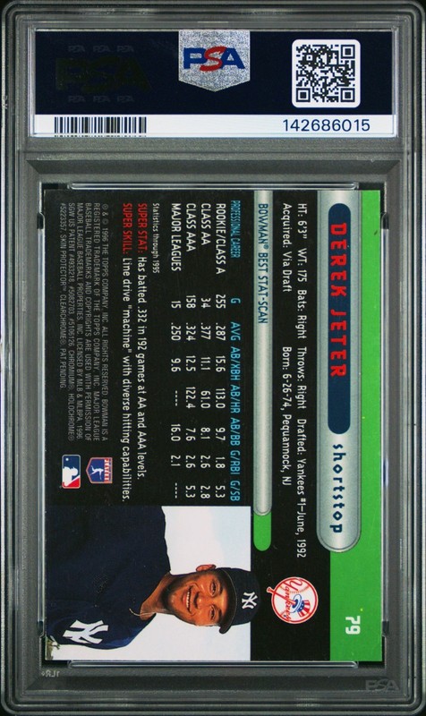 1996 BOWMAN'S BEST #79 DEREK JETER PSA 8 view 2
