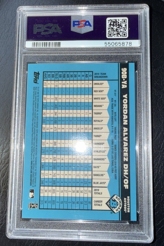2020 BOWMAN CHROME YORDAN ALVAREZ RC 1990 PSA10 view 2