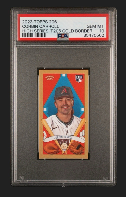 RARE 2023 Topps 206 High Series Corbin Carroll T205 GOLD BORDER Rookie RC PSA 10 view 2