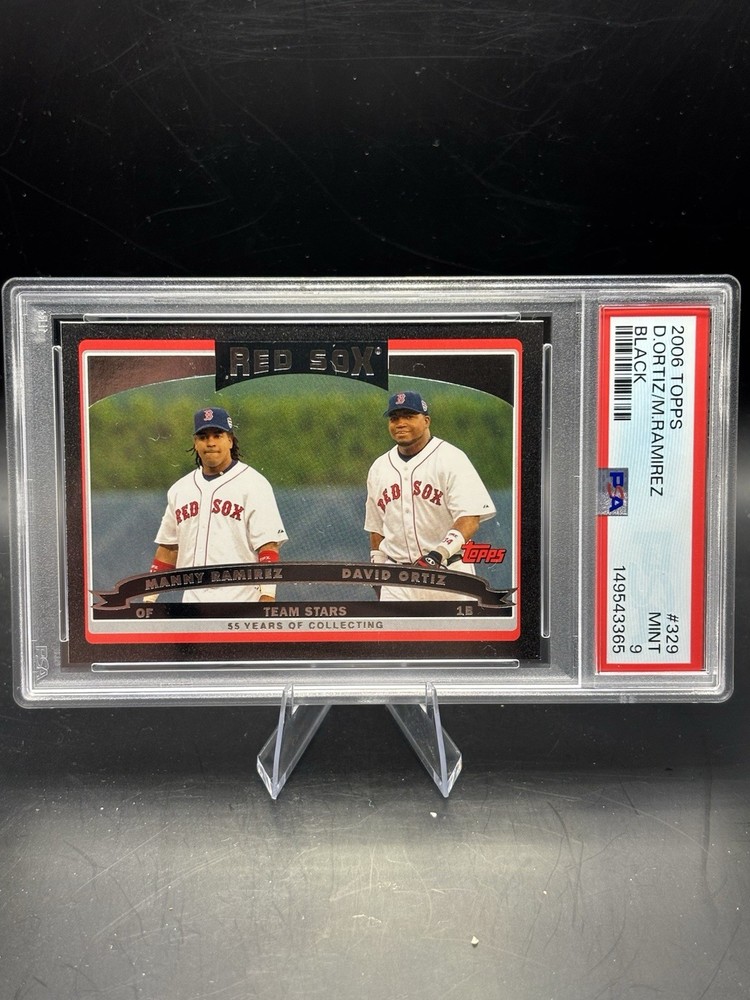 MANNY RAMIREZ DAVID ORTIZ 2006 TOPPS #329 TEAM STARS BLACK /55 RED SOX PSA 9