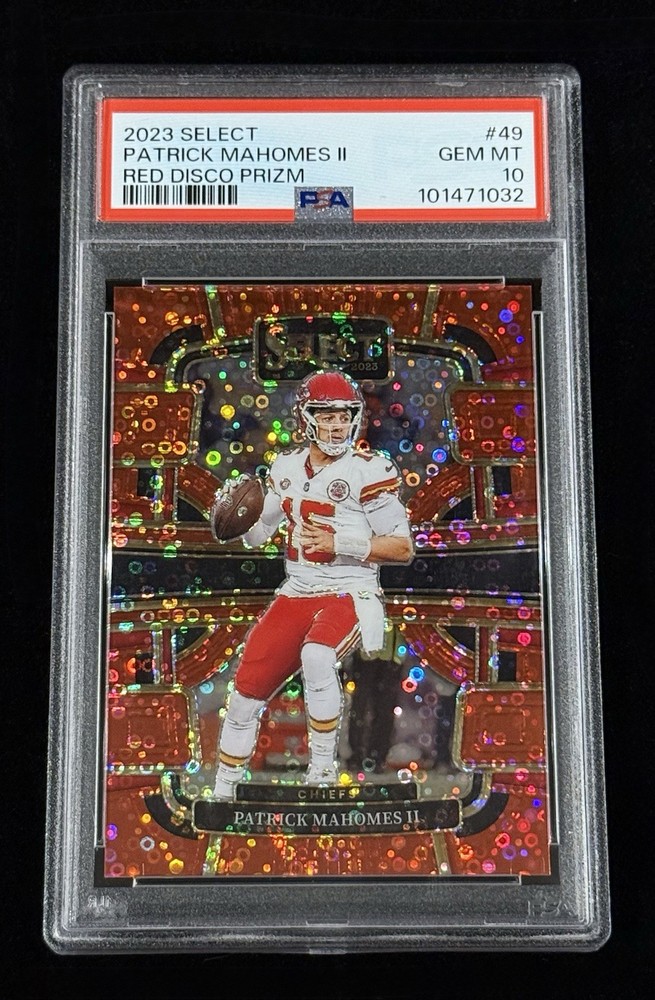 Patrick Mahomes II 2023 Panini Select Red Disco Prizm #’d/49 PSA 10 GEM MINT