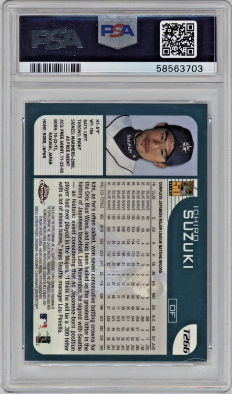 2001 TOPPS CHROME TRADED #T266 ICHIRO SUZUKI ROOKIE RC PSA 9 view 2