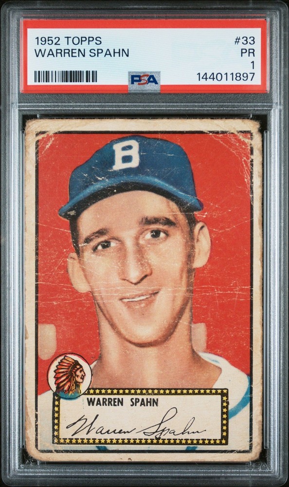 Warren Spahn 1952 Topps PSA 1 #33 Boston Braves