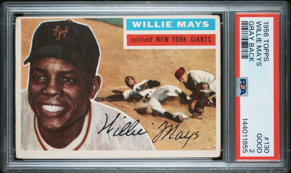 Willie Mays 1956 Topps Gray back PSA 2 #130 New York Giants