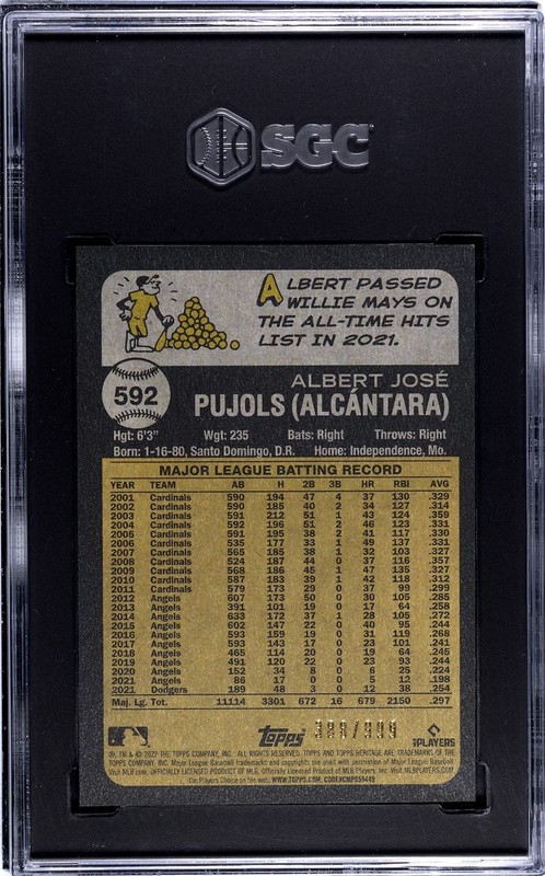2022 Topps Heritage Chrome #592 Albert Pujols SGC 9 388/999 view 2