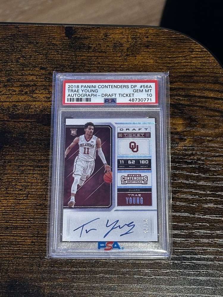 2018 Panini Contenders Trae Young Auto Draft Ticket Rookie #56A, /25.  PSA 10 RC