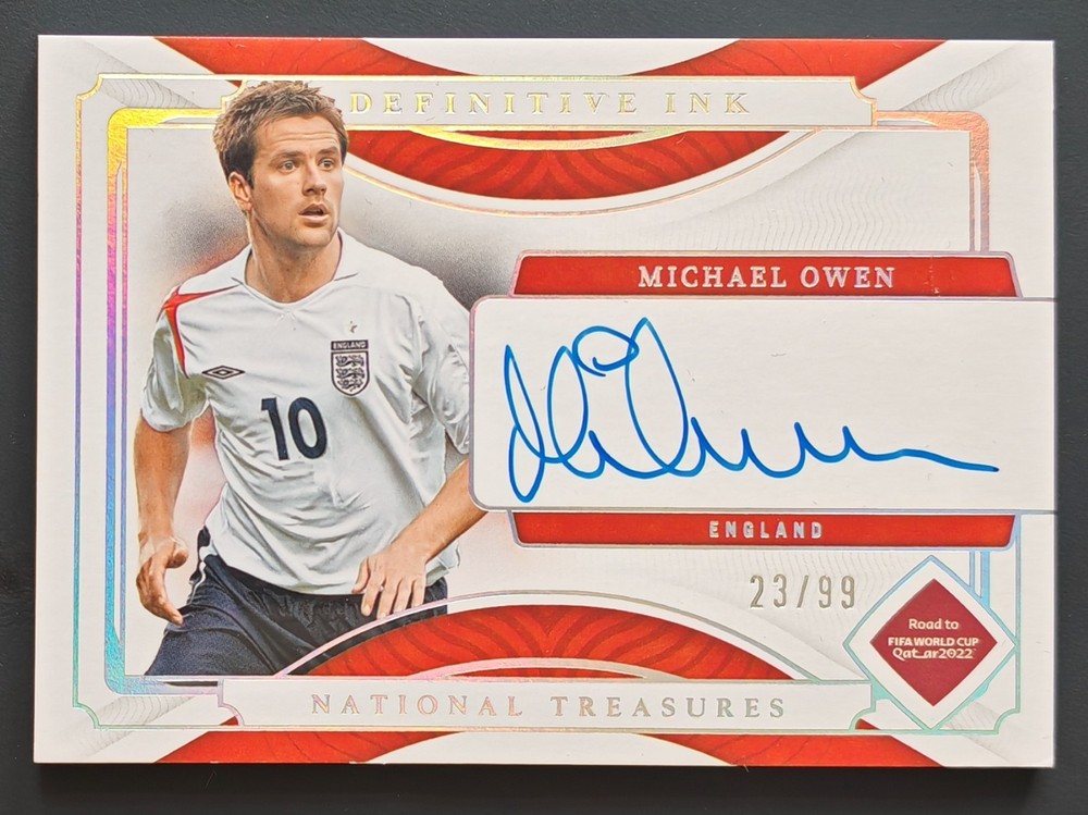 2022 Panini National Treasures FIFA World Cup Michael Owen Autograph Auto 23/99!
