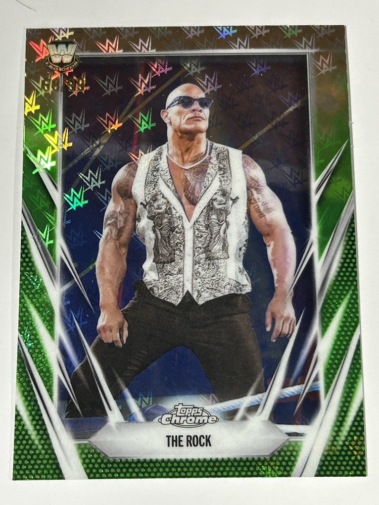 2026 Topps Chrome WWE - THE ROCK Logofractor Green Refractor /99