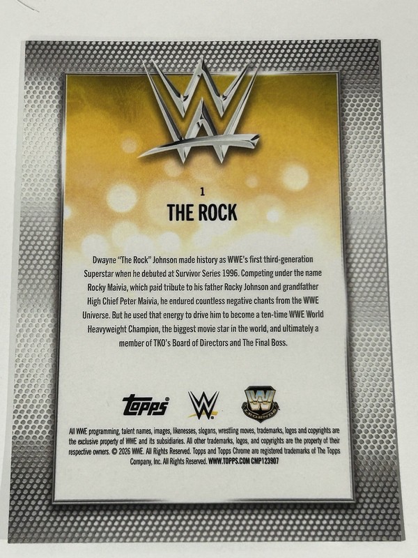 2026 Topps Chrome WWE - THE ROCK Logofractor Green Refractor /99 view 2