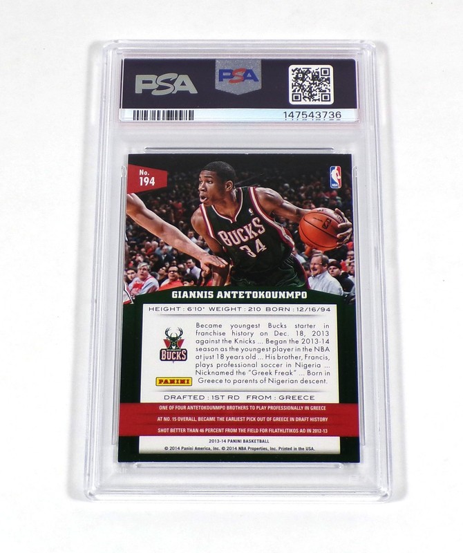 2013-14 Panini Giannis Antetokounmpo Rookie #194 Bucks PSA 9 view 2