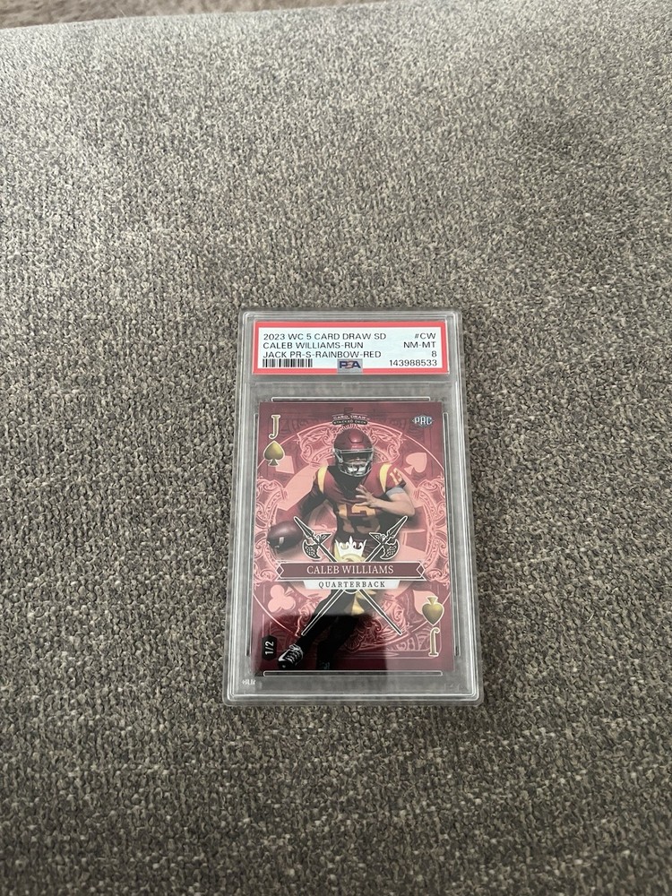 2023 Wild Card Caleb Williams 5 Card Draw Jack PR-S Rainbow Red 1/2