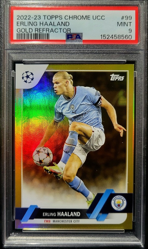 2022-23 Topps Chrome UCC - Erling Haaland - #99 Gold Refractor SP /50 MINT PSA 9