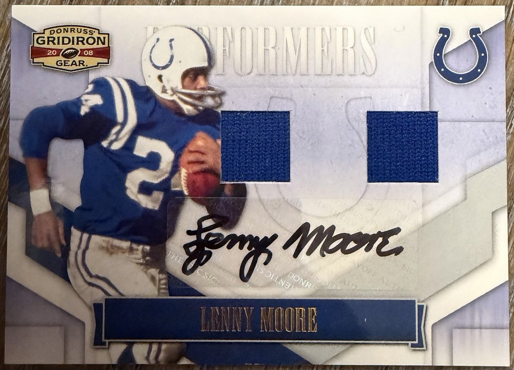 2008 Gridiron Gear LENNY MOORE Performers Game Used Jersey Autograph 2/25 Colts