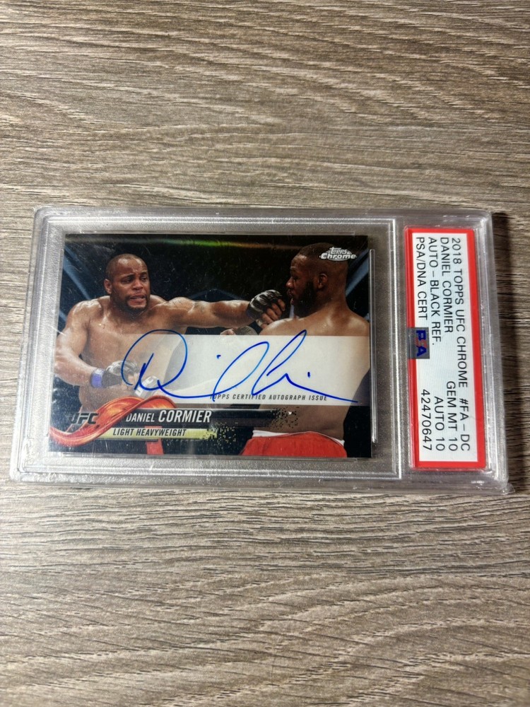 2018 Topps UFC Chrome Daniel Cormier Jon Jones Auto Black Refractor /10 PSA 10