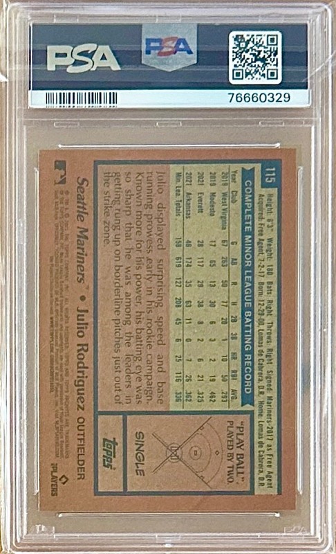 2022 Topps Archives JULIO RODRIGUEZ #115 PSA 10 view 2