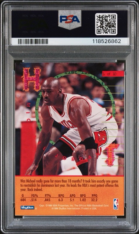 1995 Hoops Hot List #1 Michael Jordan PSA 9 Mint Bulls Legend HOF view 2