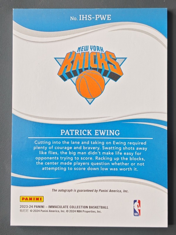 2023-24 Immaculate Heralded Signatures Patrick Ewing On-Card Autograph 19/49!! view 2