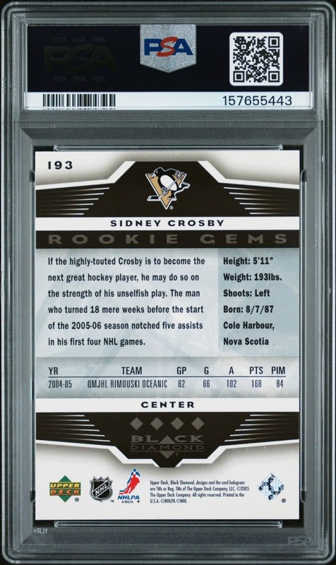 2005 Upper Deck Black Diamond Quadruple Sidney Crosby #193 PSA 9 view 2