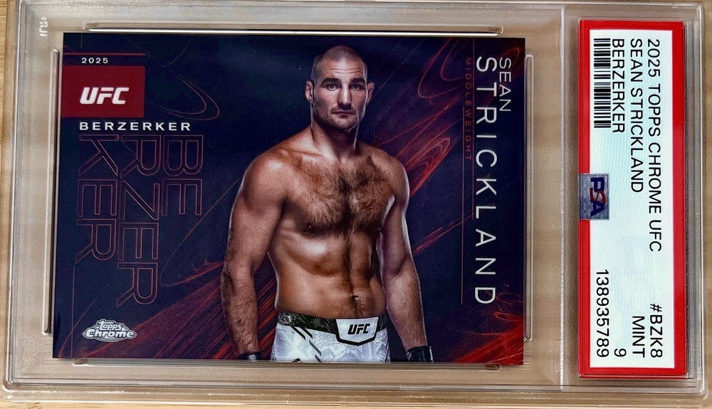 2025 Topps Chrome UFC Berzerker Sean Strickland SP HARD GRADE PSA MINT