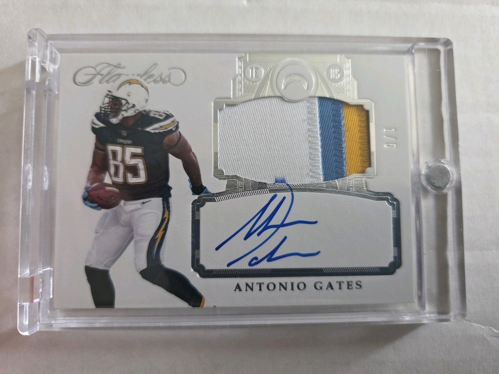 2017 Panini Flawless Antonio Gates patch auto Pa-ag /5 1st on print