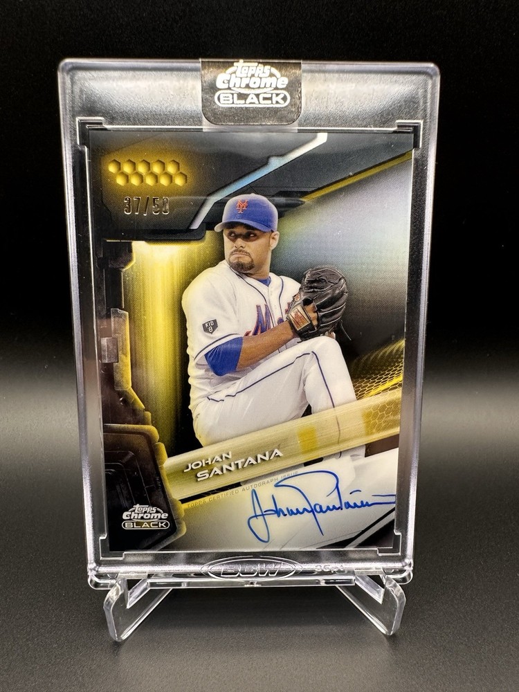 2026 Topps Chrome Black Johan Santana Auto /50 Gold Encased Refractor CBA-JS