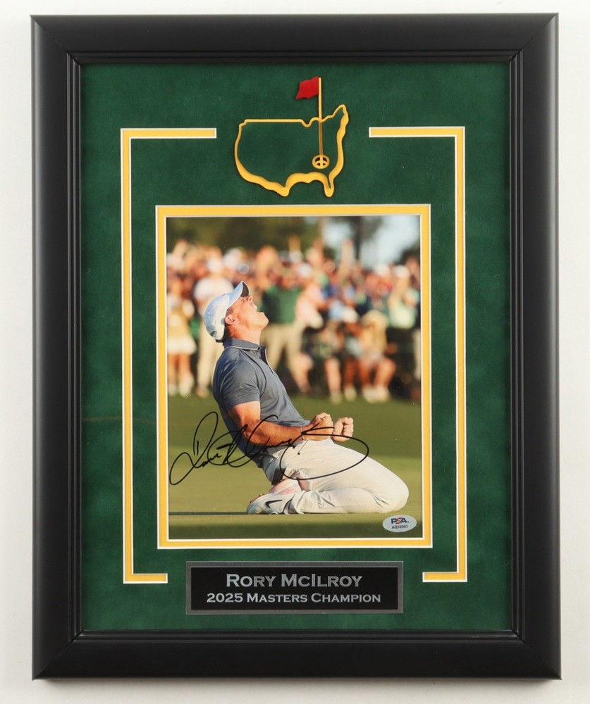 Rory McIlroy Signed 2025 Masters 8x10 Photo Framed Autographed Auto PSA DNA COA